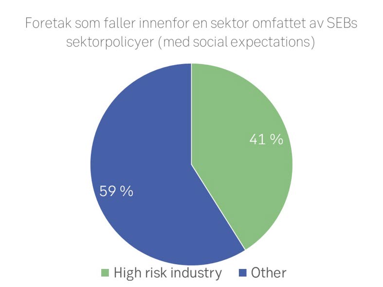 Kakediagram som viser høyrisikosektorer